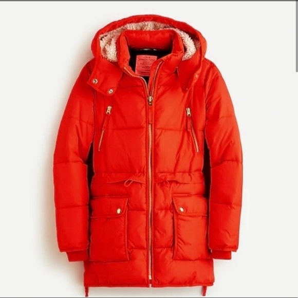J. Crew Orange Puffer Coat - Picture 2 of 2